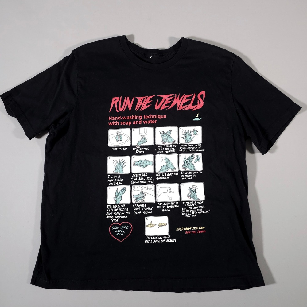 Run The Jewels T-Shirt Mens XL‎ Black Hand Washing Technique Graphic Tee RTJ